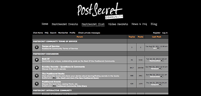 Tweedot blog magazine - PostSecret Community