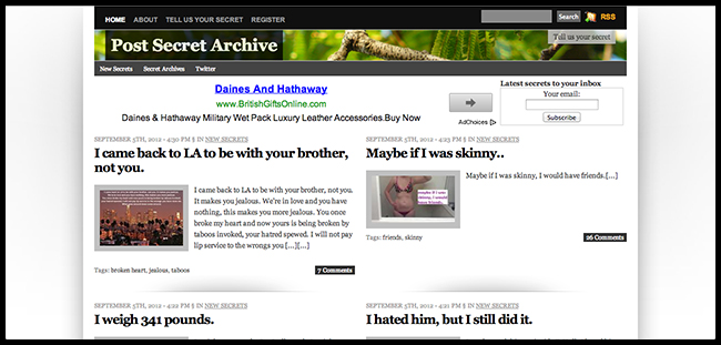 Tweedot blog magazine - PostSecret archivio